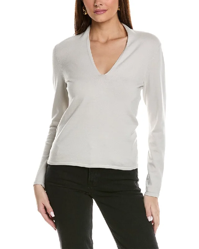 Women's High-Waisted A-Line Pullovers-Reiss Lina Ruched Stand Neck Jumper