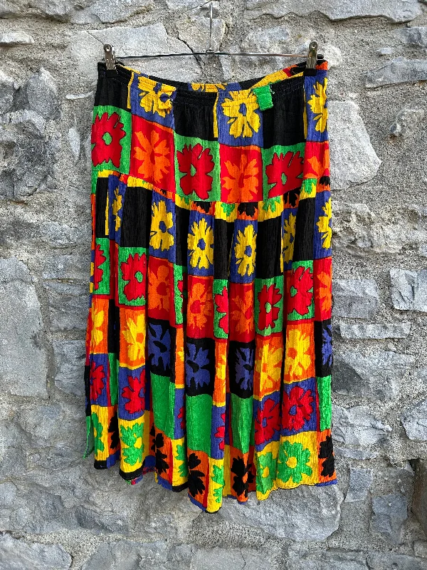 Women's Tulle Pencil Skirts-80s colourful patchwork skirt uk 12-14