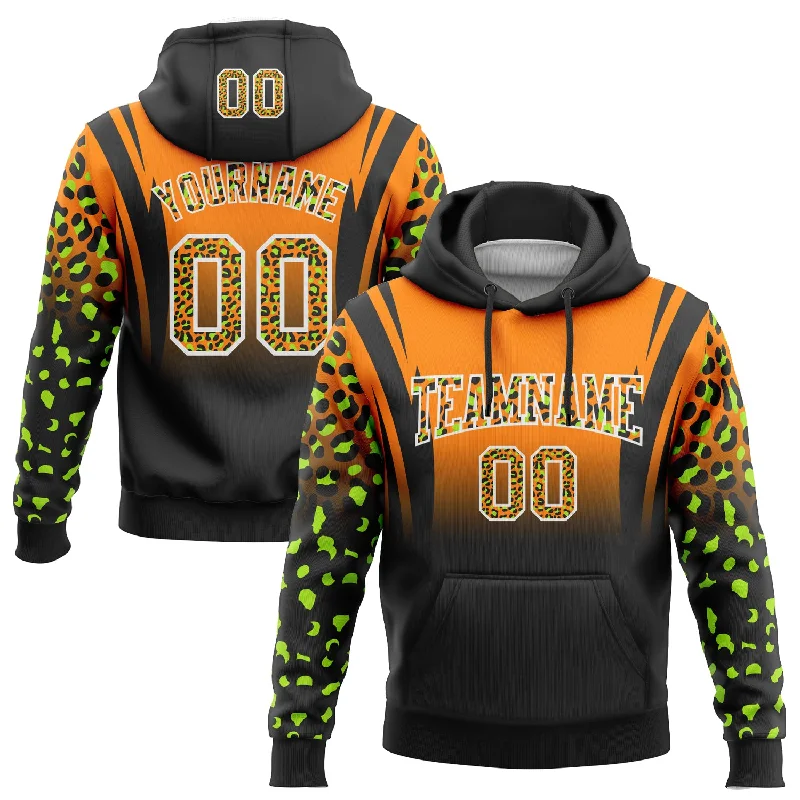 Women's Glitter Hoodies-Custom Stitched Bay Orange Black-White Fade Fashion Leopard Print Sports Pullover Sweatshirt Hoodie