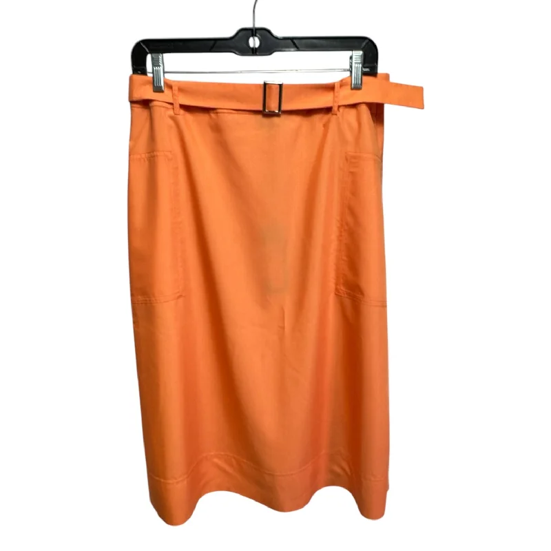 Women's Slit Skirts-Belted Skirt Midi By Misook In Orange, Size: S