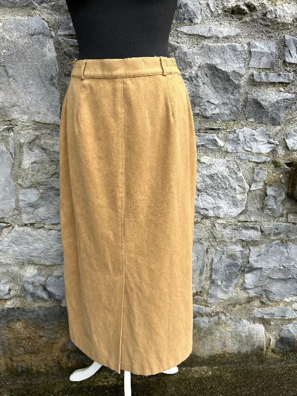 Women's Windproof Denim Skirts-90s camel brown midi skirt uk 12