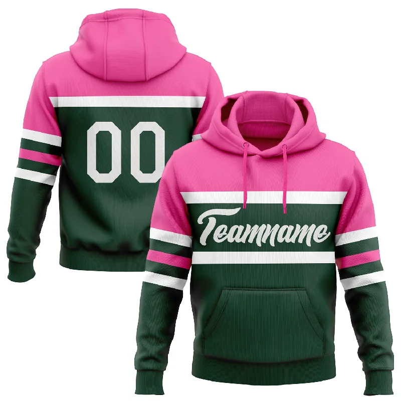 Women's Size Inclusive Hoodies-Custom Stitched Green White-Pink Line Sports Pullover Sweatshirt Hoodie