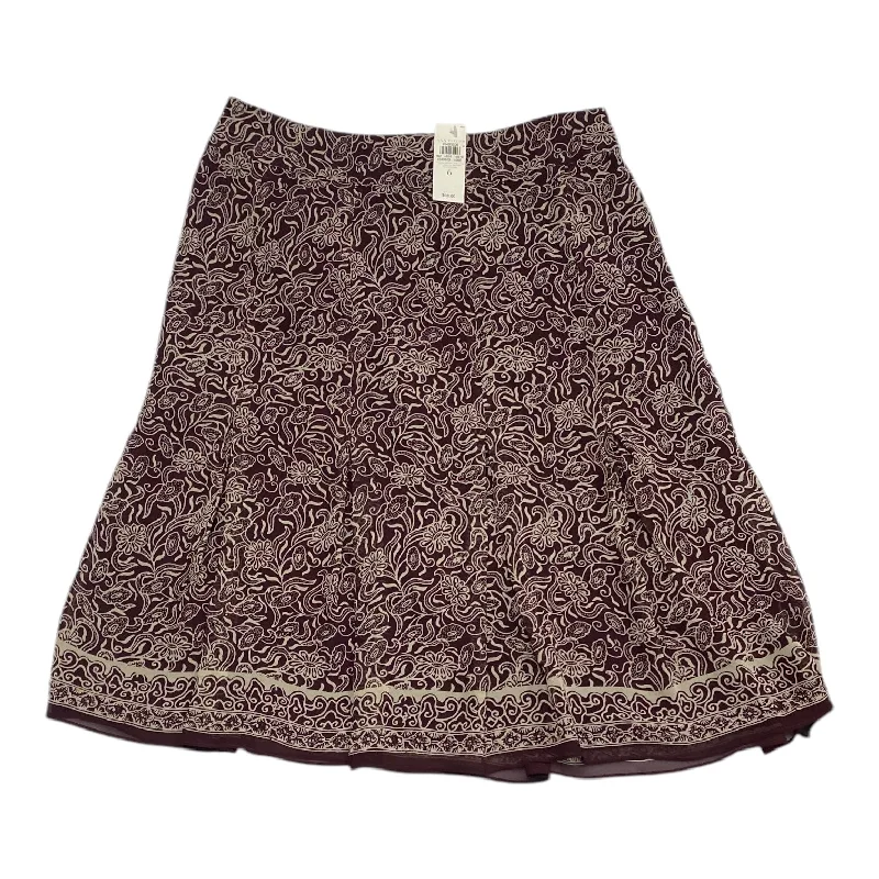 Women's Low-Waisted Floral Skirts-Skirt Midi By Ann Taylor In Maroon, Size: 6