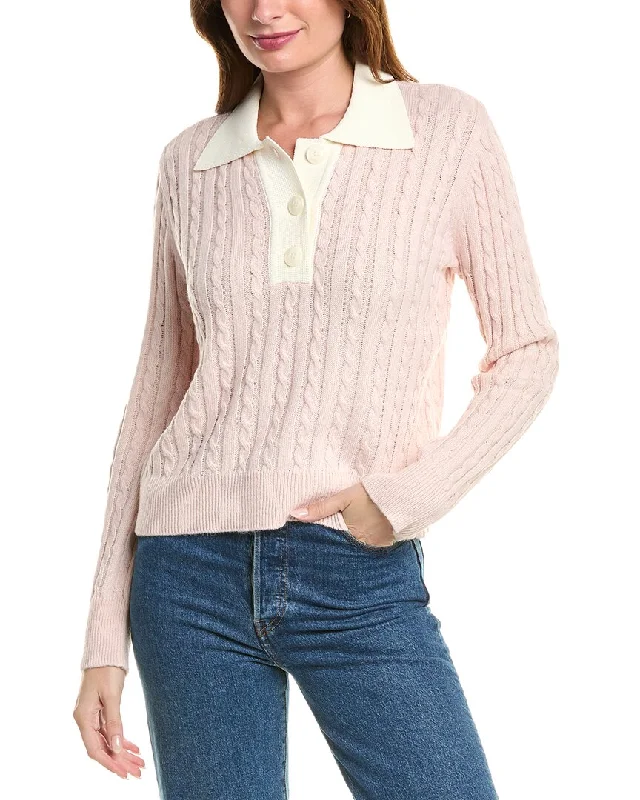 Women's Ribbed A-Line Pullovers-Design History Half Placket Sweater