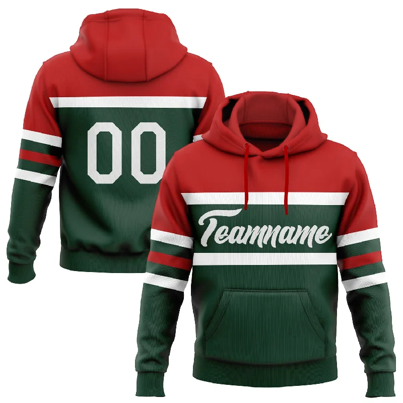 Women's Showstopper Hoodies-Custom Stitched Green White-Red Line Sports Pullover Sweatshirt Hoodie