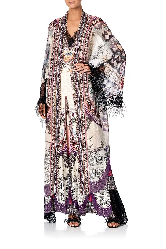 Women's Kimono Sleeve Jackets-LAYERING ROBE WITH LACE INSERT VIOLET CITY