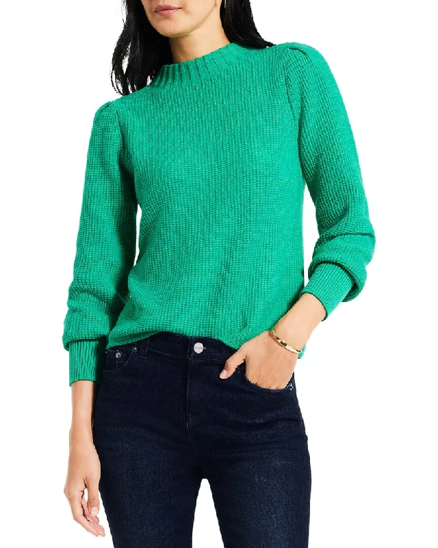 Women's High-Waisted Ruffle Pullovers-NIC+ZOE Petite Waffle Stitch Sweater