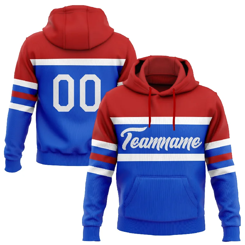 Women's Lace Hoodies-Custom Stitched Thunder Blue White-Red Line Sports Pullover Sweatshirt Hoodie