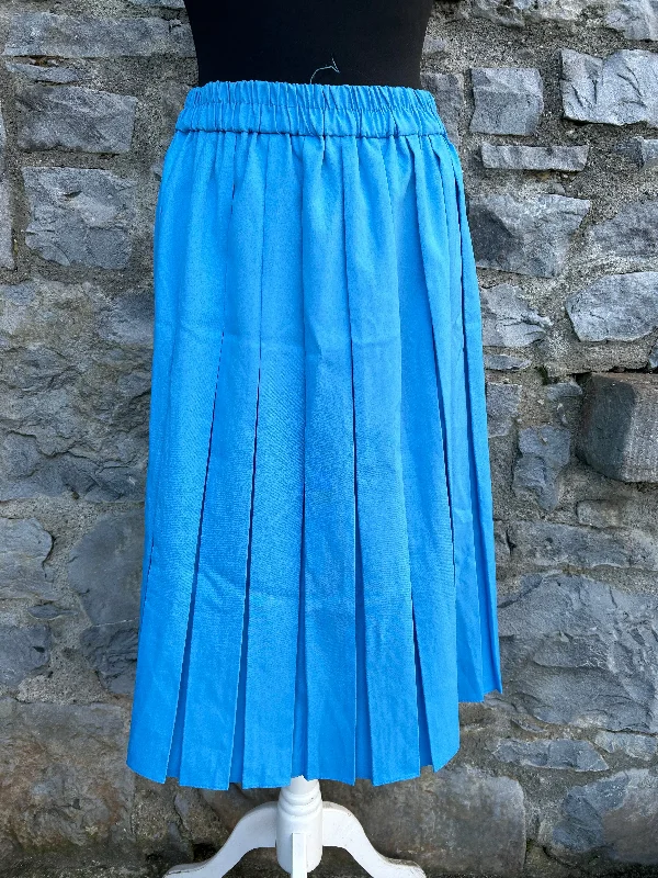 Women's Zip-Up Pleated Skirts-80s blue pleated skirt uk 12