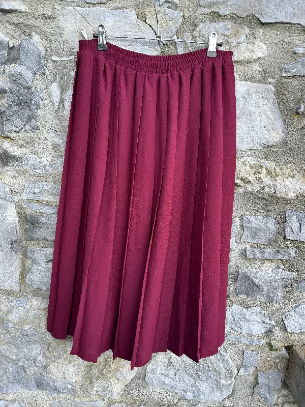 Women's Silk Floral Skirts-90s maroon pleated skirt uk 14-16