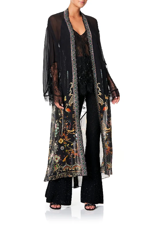 Women's Open-Front Jackets-LAYERING ROBE WITH LACE INSERT REBELLE REBELLE