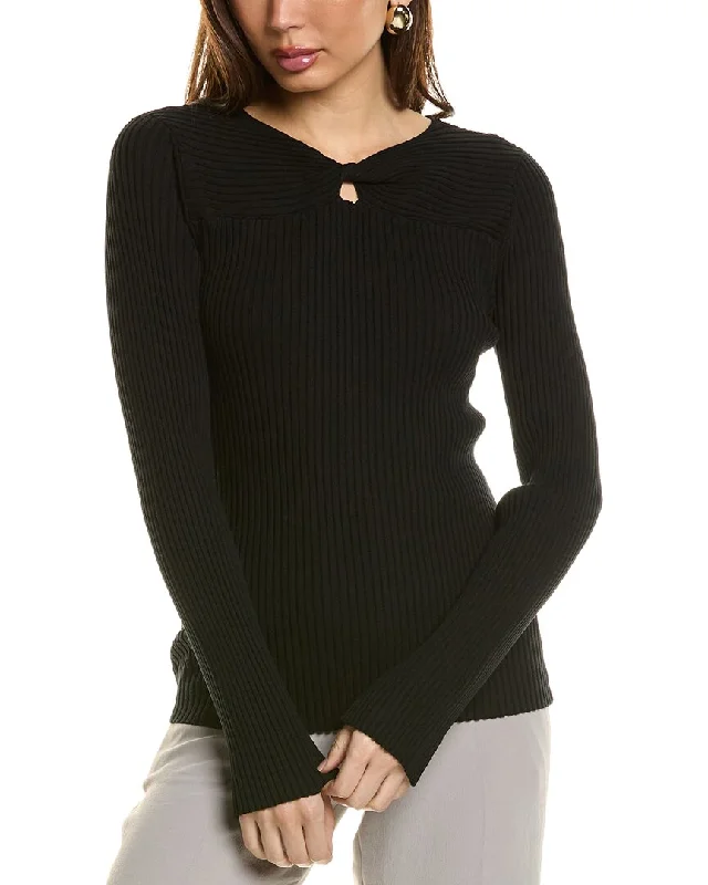 Women's High-Waisted Floral Pullovers-Tahari ASL Sweater