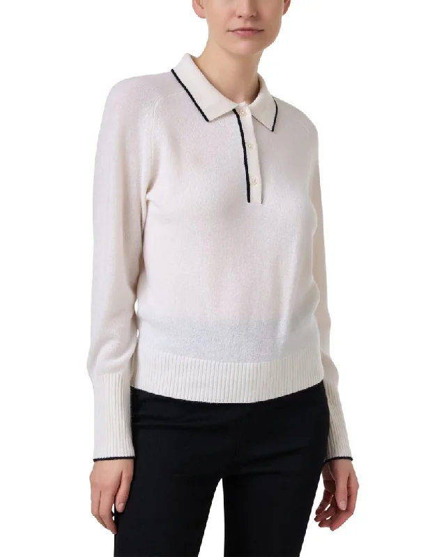 Women's Hiking Pullovers-White + Warren Cashmere Polo Sweater