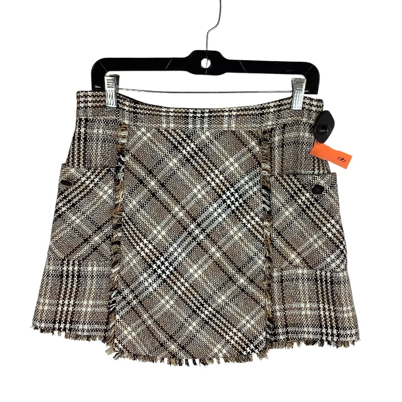 Women's Comfortable Skirts-Skirt Mini & Short By Zara In Plaid Pattern, Size: L