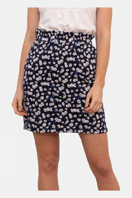 Women's Button-Front Pleated Skirts-Daisies navy skirt uk 10-12