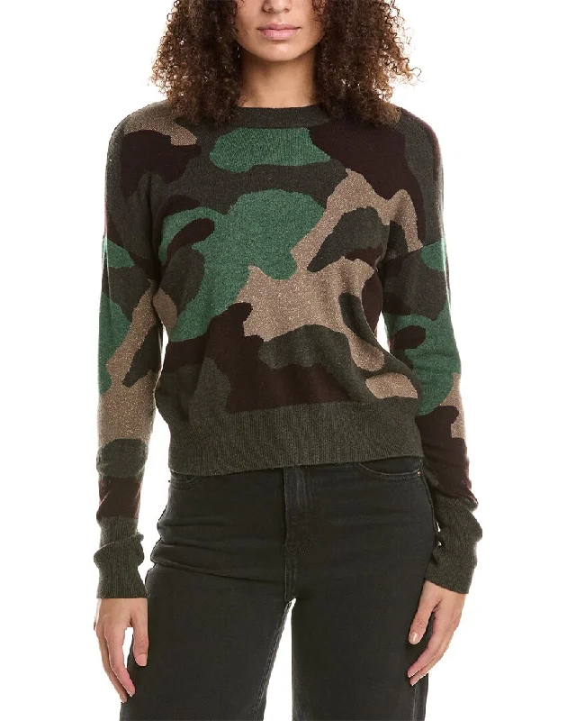 Women's Ribbed Pencil Pullovers-Autumn Cashmere Camo Intarsia Cashmere Sweater