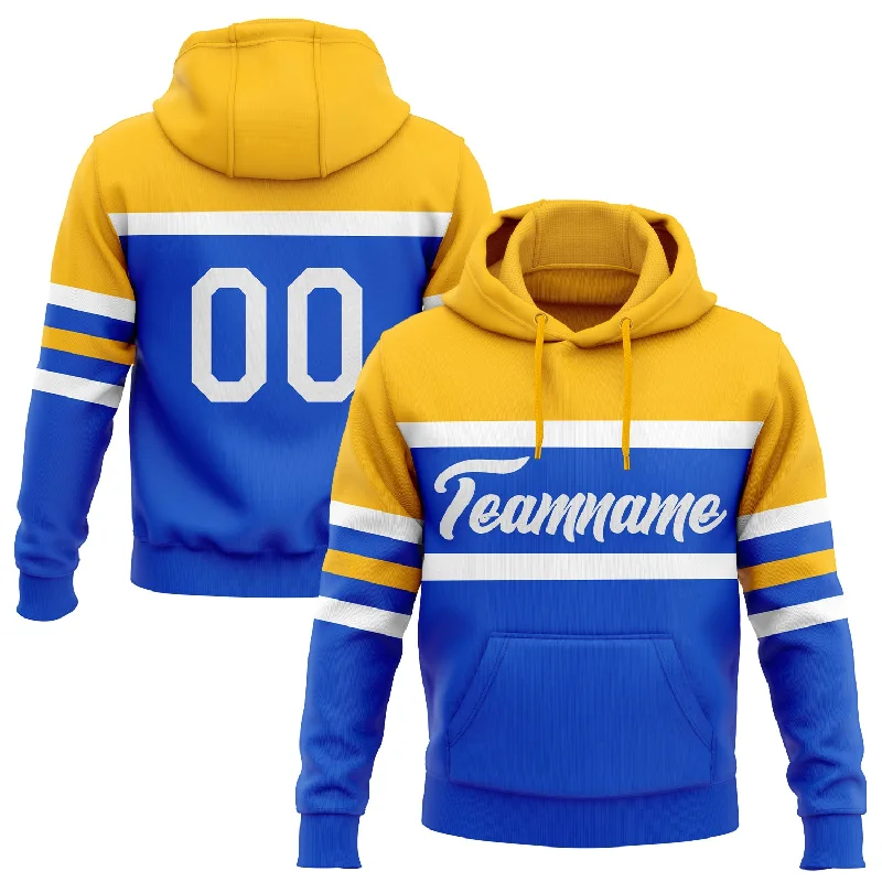 Women's Layered Hoodies-Custom Stitched Thunder Blue White-Gold Line Sports Pullover Sweatshirt Hoodie