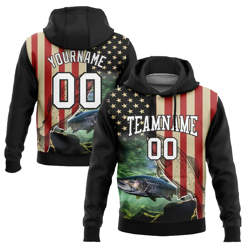 Women's Neon Hoodies-Custom Stitched Black City Cream-Red 3D American Flag And Atlantic Salmon Fish Fishing Sports Pullover Sweatshirt Hoodie