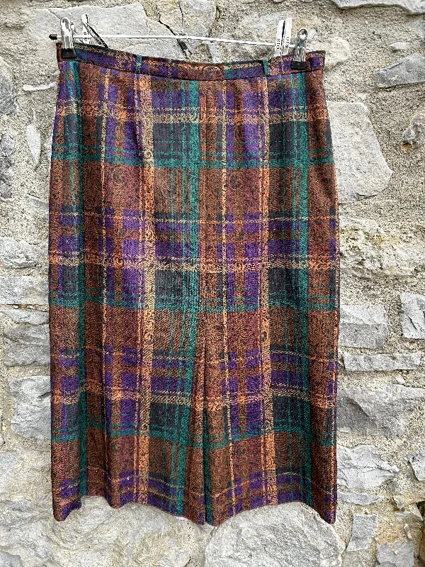 Women's Vacation Skirts-80s brown check skirt uk 12-14