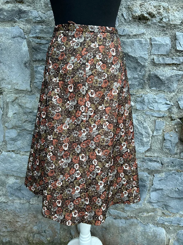 Women's Insulated Ruffle Skirts-80s brown floral skirt uk 8