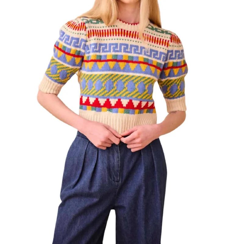 Women's Satin Pencil Pullovers-Odette Sweater In Kent Fairisle