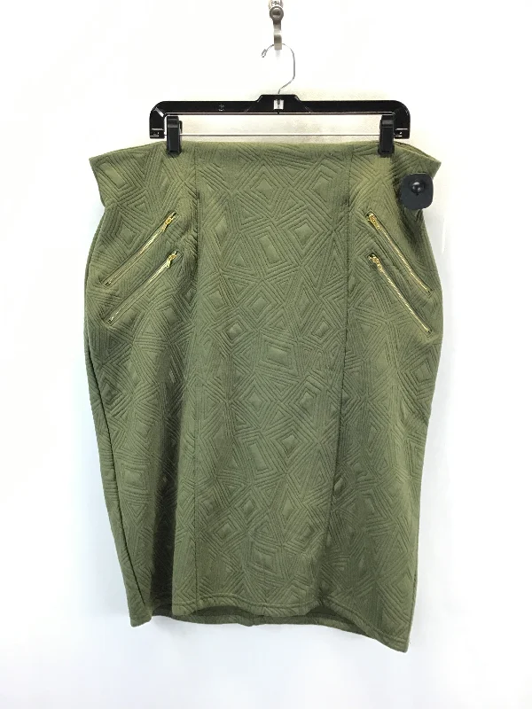 Women's Fleece Ruffle Skirts-Skirt Midi By Clothes Mentor In Green, Size: 2x