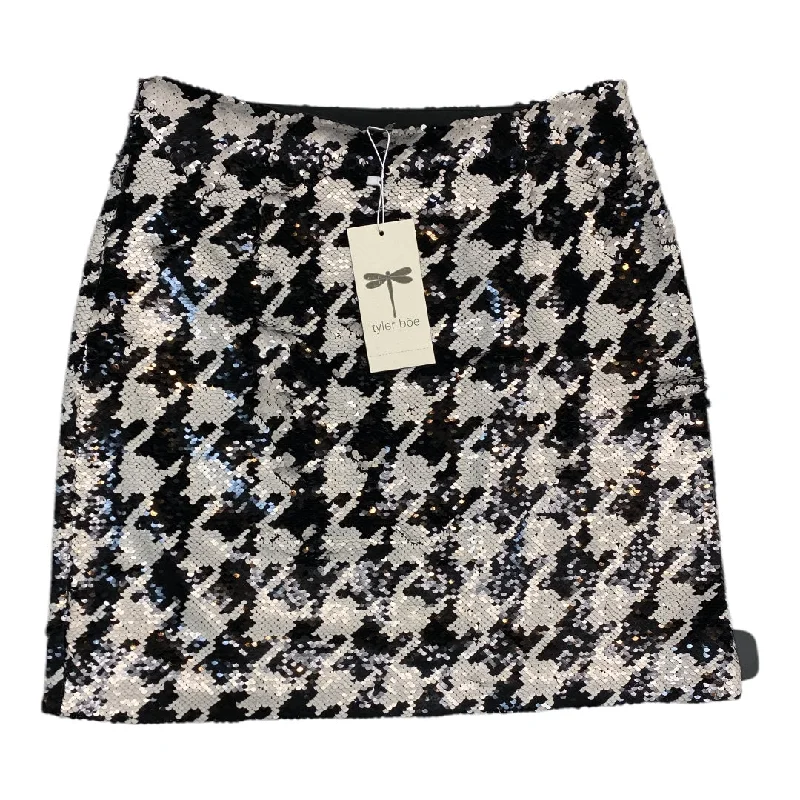 Women's Sequin Pleated Skirts-Skirt Mini & Short By TYLER BOE In Black & White, Size: 6