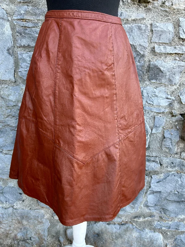 Women's Casual Skirts-80s brown leather skirt uk 6-8