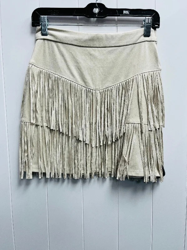 Women's Ribbed Pleated Skirts-Skirt Mini & Short By Mia In Tan, Size: S