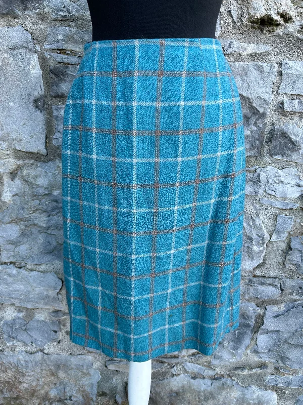 Women's Everyday Skirts-90s blue check woolly skirt uk 6-8