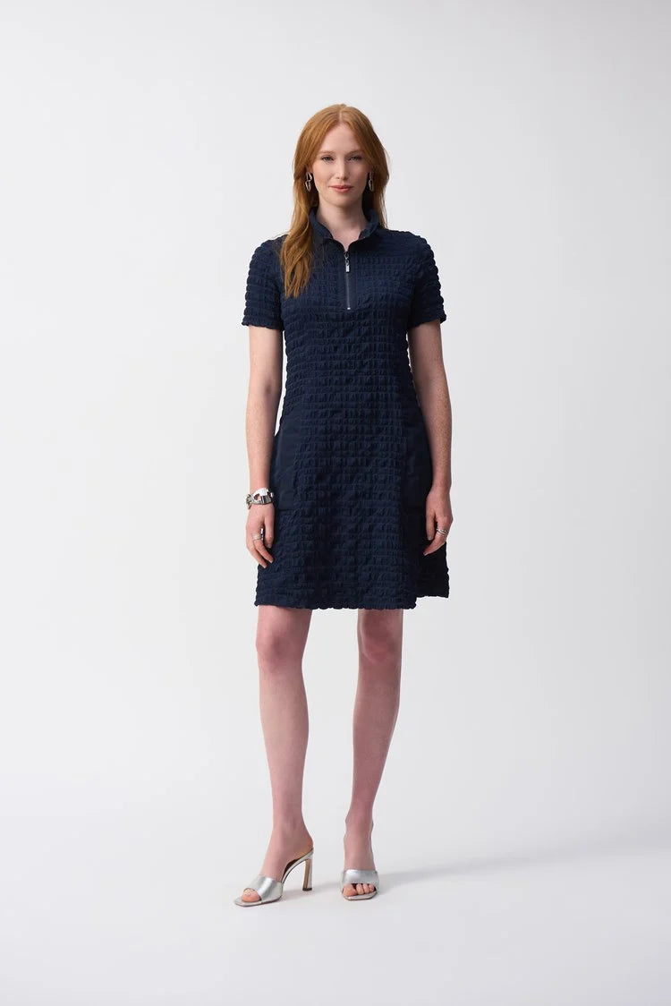 Joseph Ribkoff Midnight Blue Bubble Jacquard A-Line Dress