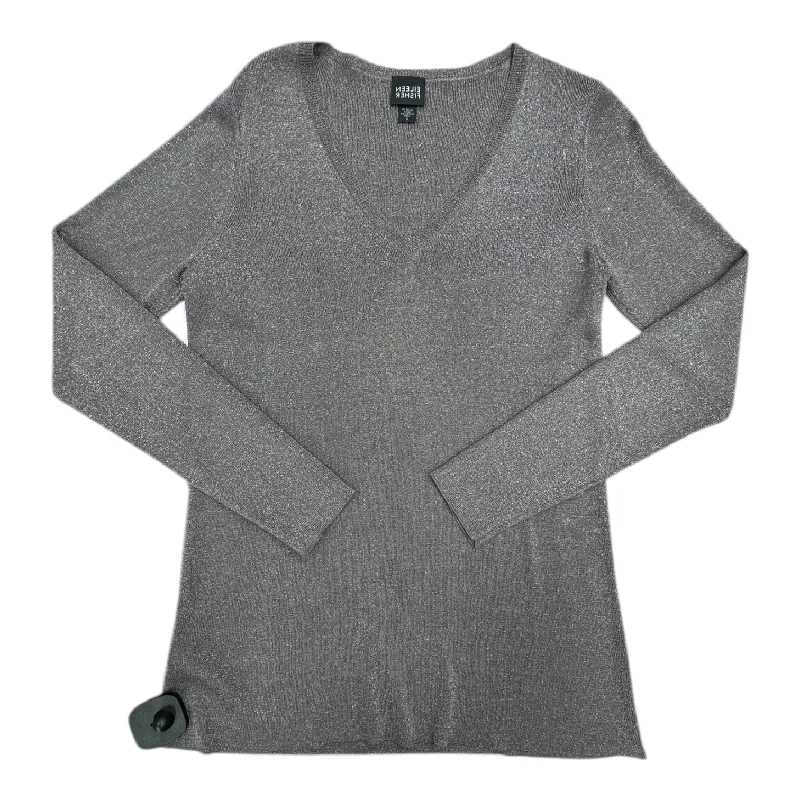 Top Ls Designer By Eileen Fisher In Silver, Size:S