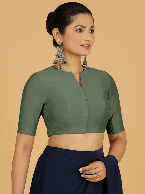 Simar x Rozaana |  Saree Blouse in Hunter Green