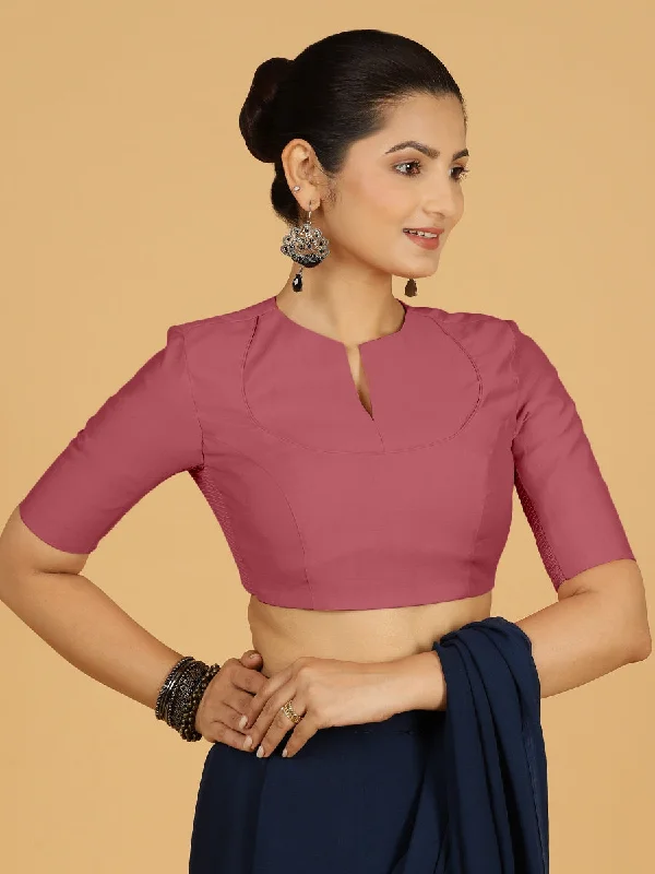 Karishma x Rozaana | Elbow Sleeves Saree Blouse in Rose Pink