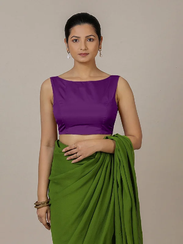 Sherry x Rozaana | Purple Saree Blouse w/ Back Bow and FlexiFit™