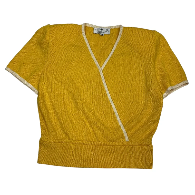 Top Short Sleeve Designer By St John Collection In Yellow, Size: M