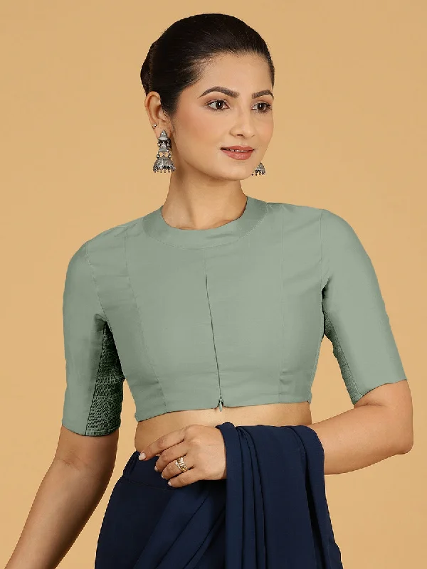 Farida x Rozaana | Regular Sleeves Saree Blouse in Mint Green