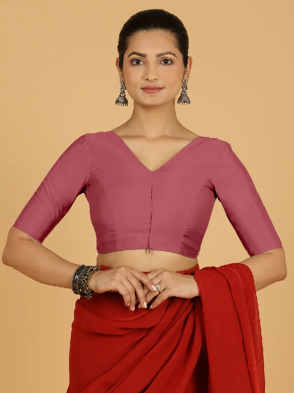 Shabana x Rozaana | Elbow Sleeves Saree Blouse in Rose Pink