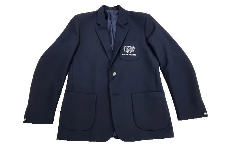 Women's High-Quality Blazers-Plain EMB Blazer - Etham Navy