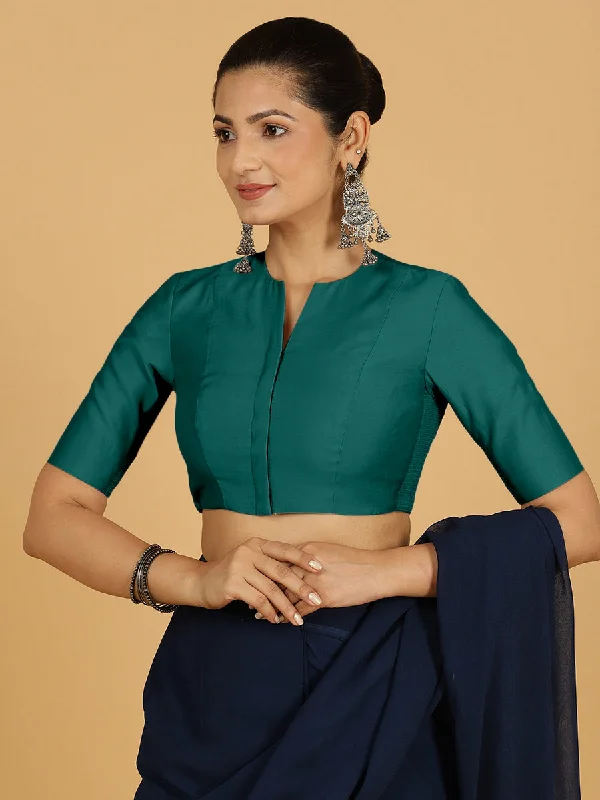 Simar x Rozaana |  Saree Blouse in Peacock Green