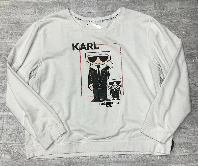 Top Long Sleeve Designer By Karl Lagerfeld In White, Size: Xl