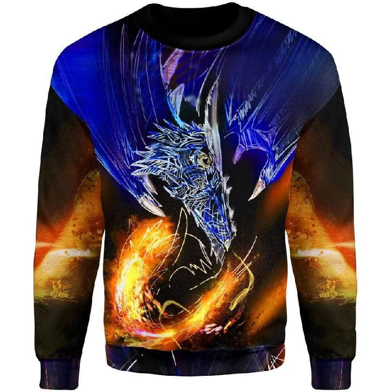 Women's Silk Floral Pullovers-Mystic Dragon Sweater