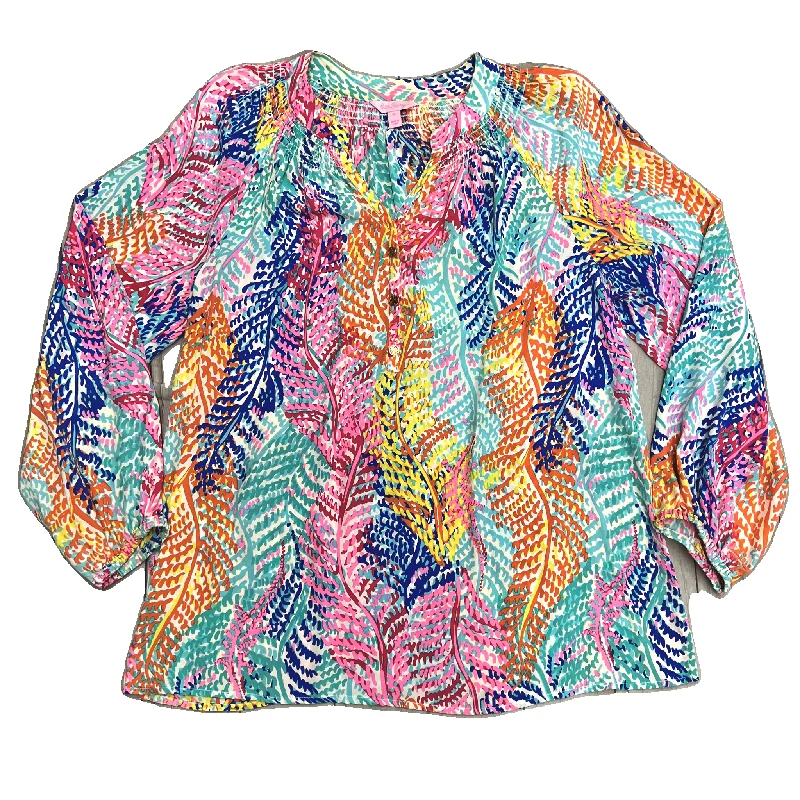 Top Long Sleeve Designer By Lilly Pulitzer In Blue & Orange, Size: Xl