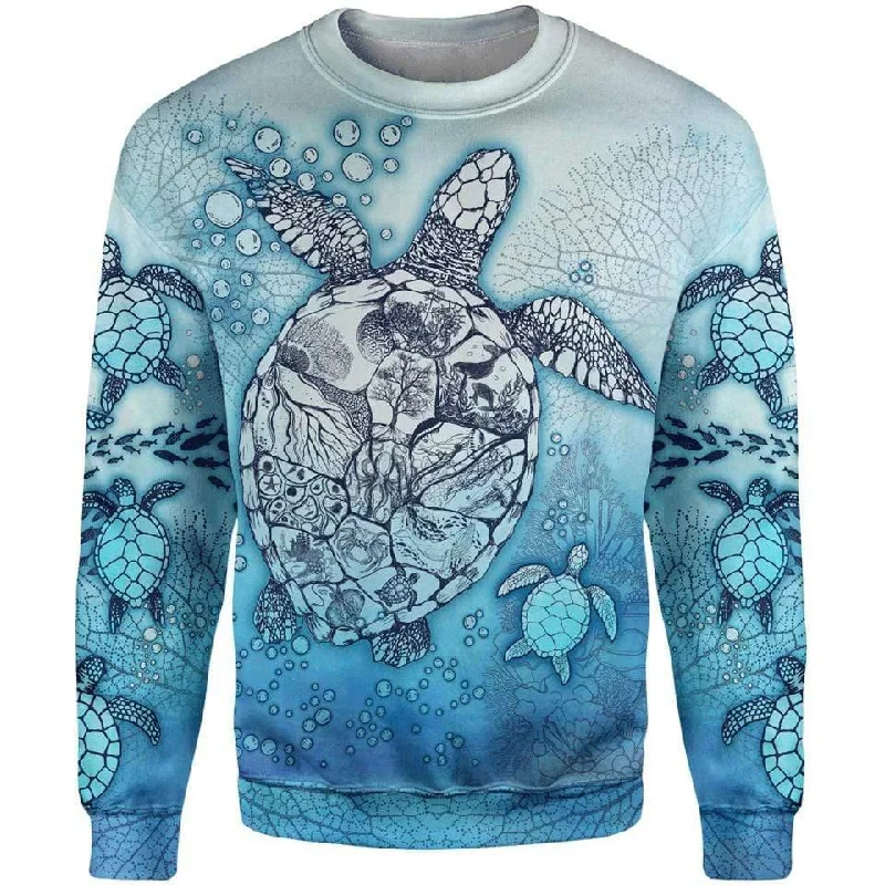 Women's Sequin Pencil Pullovers-Ocean Life Sweater