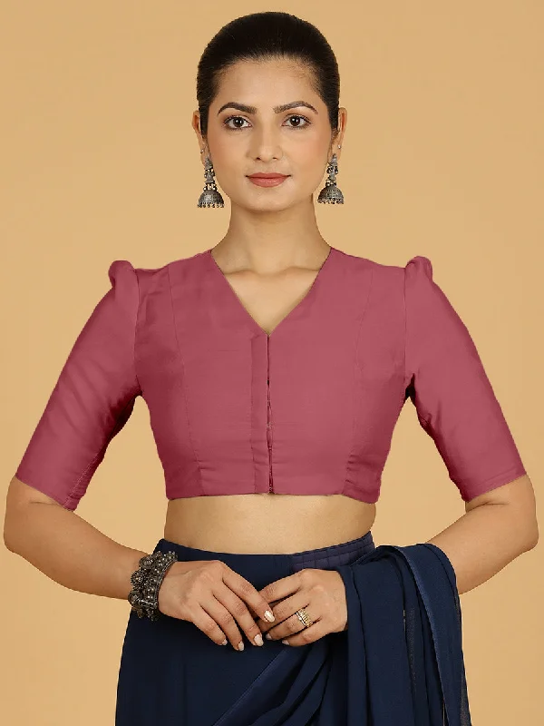 Shravani x Rozaana | Puff Sleeves Saree Blouse in Rose Pink