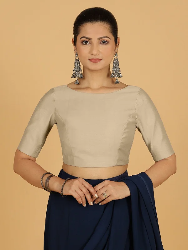 Trisha x Rozaana |  Saree Blouse in Oyster Grey