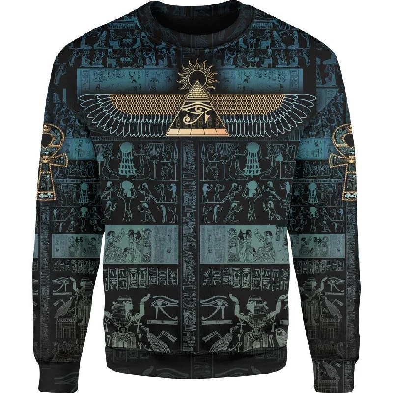 Women's Textured Denim Pullovers-Eye of Ra Sweater