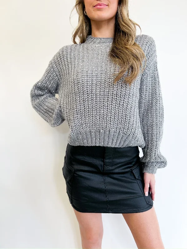 Women's Hooded Pullovers-Martina Grey Sweater