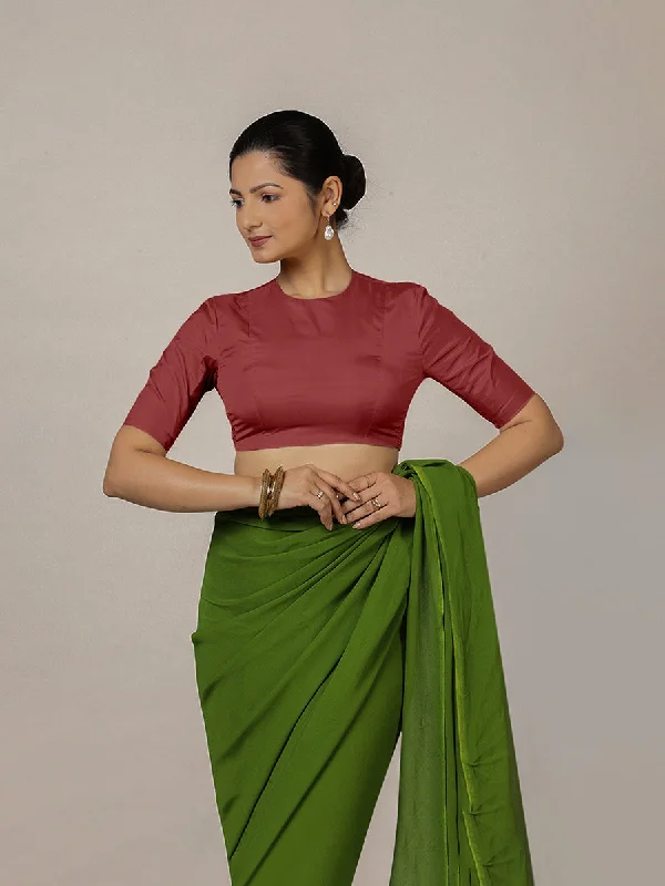 Myra x Rozaana | Auburn Red Backless Saree Blouse w/ FlexiFit™