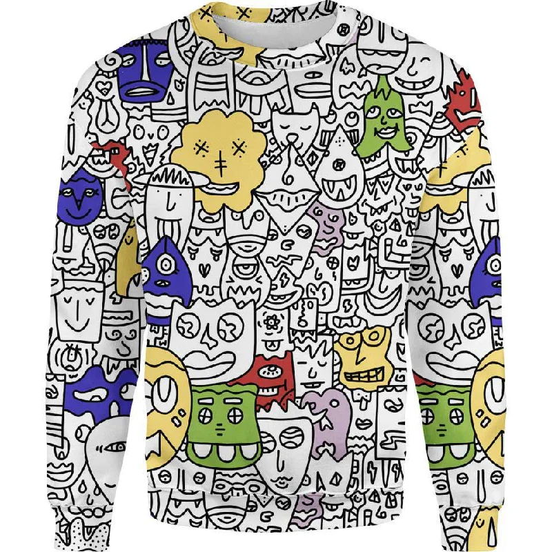 Women's Slim Fit Pullovers-Pretty Done's Doodle Sweater